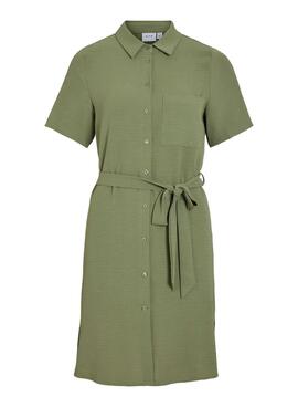 Robe chemise courte verte Vila Vijosa pour femme