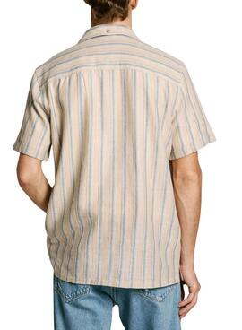 Chemise Pepe Jeans Altea à rayures beige pour homme