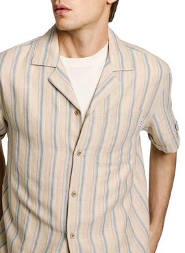 Chemise Pepe Jeans Altea à rayures beige pour homme