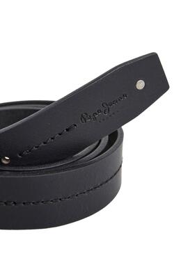 Ceinture Pepe jeans Aidan en cuir noir pour homme