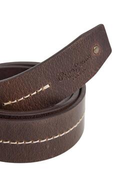 Ceinture Pepe jeans Aidan en cuir marron pour homme