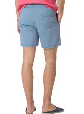 Maillot de bain El Pulpo à micro-rayures, logo brodé bleu pour homme