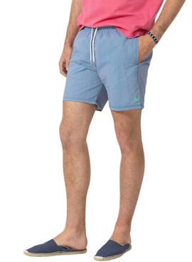 Maillot de bain El Pulpo à micro-rayures, logo brodé bleu pour homme