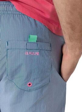 Maillot de bain El Pulpo à micro-rayures, logo brodé bleu pour homme