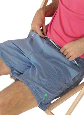 Maillot de bain El Pulpo à micro-rayures, logo brodé bleu pour homme