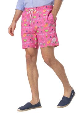 Maillot de bain El Pulpoo imprimé La Dolce Vita rose pour homme