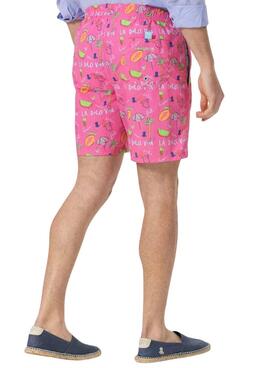Maillot de bain El Pulpoo imprimé La Dolce Vita rose pour homme