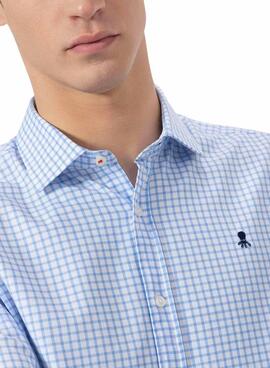 Chemise El Pulpo  Oxford à carreaux vichy bleus pour homme