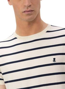T-shirt El Pulpo en maille extra fine à rayures marine pour hommes