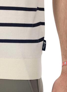 T-shirt El Pulpo en maille extra fine à rayures marine pour hommes