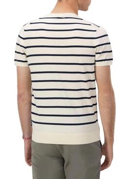T-shirt El Pulpo en maille extra fine à rayures marine pour hommes