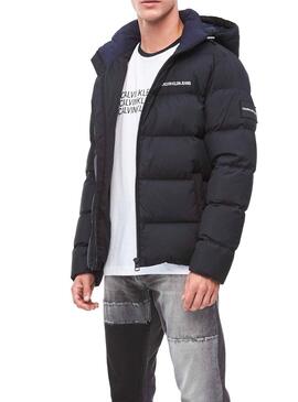 Doudoune Calvin Klein à capuche noir pour Homme