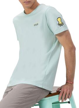 T-shirt El Pulpo logo triple dessiné turquoise pour homme.