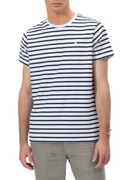 T-shirt El Pulpo rayé blanc imprimé pour homme