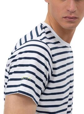T-shirt El Pulpo rayé blanc imprimé pour homme