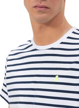 T-shirt El Pulpo rayé blanc imprimé pour homme