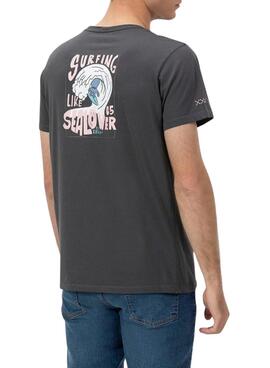 T-shirt  El Pulpo imprimé Surfing Waves gris pour homme