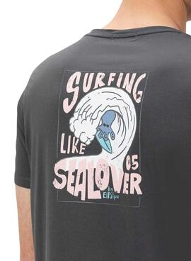T-shirt  El Pulpo imprimé Surfing Waves gris pour homme