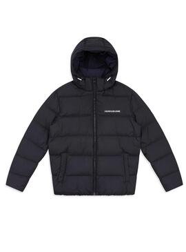 Doudoune Calvin Klein à capuche noir pour Homme