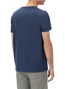 T-shirt El Pulpo basique brodé en marine contrasté pour homme
