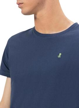 T-shirt El Pulpo basique brodé en marine contrasté pour homme
