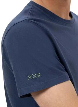 T-shirt El Pulpo basique brodé en marine contrasté pour homme