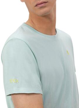 T-shirt El Pulpo brodé en contraste basique turquoise pour homme