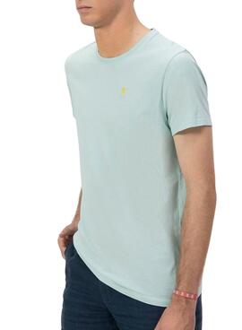 T-shirt El Pulpo brodé en contraste basique turquoise pour homme
