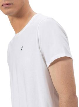 T-shirt El Pulpo brodé en contraste basique blanc pour homme.