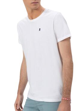 T-shirt El Pulpo brodé en contraste basique blanc pour homme.