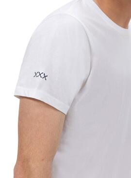 T-shirt El Pulpo brodé en contraste basique blanc pour homme.