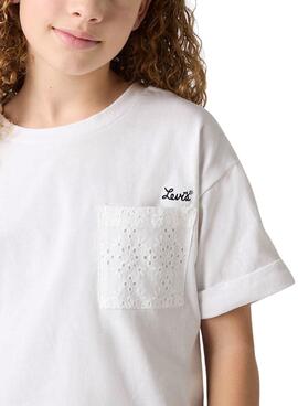 T-shirt Levis Roll Cuff blanc pour fille