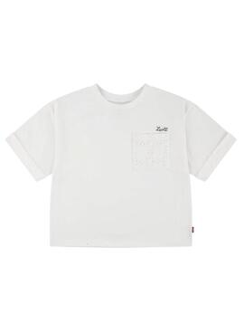 T-shirt Levis Roll Cuff blanc pour fille