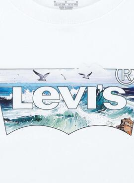 T-shirt Levis Crashing Waves blanc pour enfant