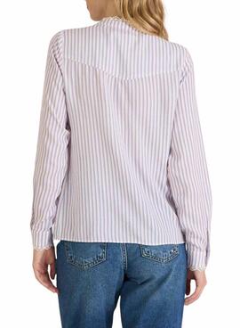 Chemise Naf Naf à rayures bleues et roses pour femme