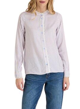 Chemise Naf Naf à rayures bleues et roses pour femme