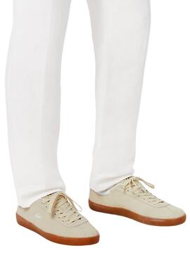 baskets Lacoste Baseshot en daim beige pour homme