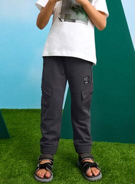 Pantalon cargo gris en punto para niño Mayoral