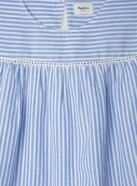 Chemise Pepe Jeans Bella à rayures bleues pour fille.