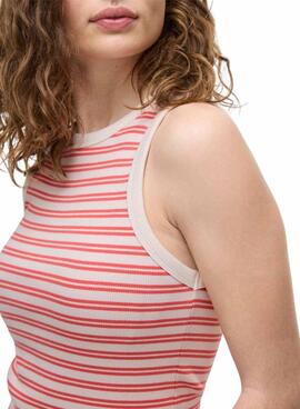 T-shirt Vila Visola à rayures corail pour femme
