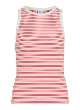 T-shirt Vila Visola à rayures corail pour femme