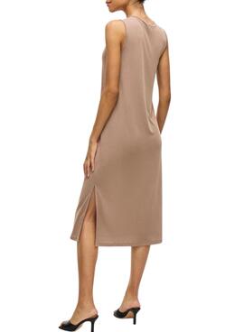 Robe midi en tricot Vila Vimodala pour femme, couleur toastée