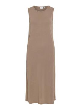 Robe midi en tricot Vila Vimodala pour femme, couleur toastée