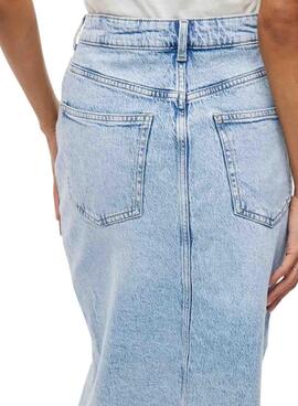 Jupe en jean Vila Vijaf midi bleu clair pour femme
