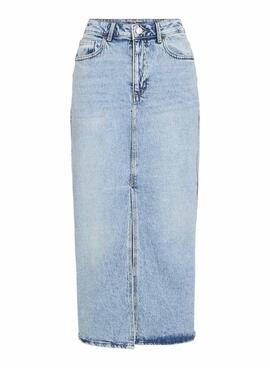 Jupe en jean Vila Vijaf midi bleu clair pour femme