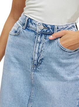 Jupe en jean Vila Vijaf midi bleu clair pour femme