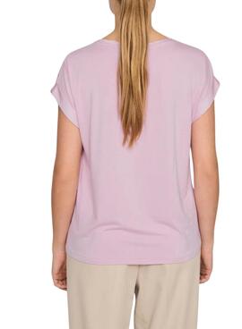 T-shirt Vila Viellette en satin rose pour femme