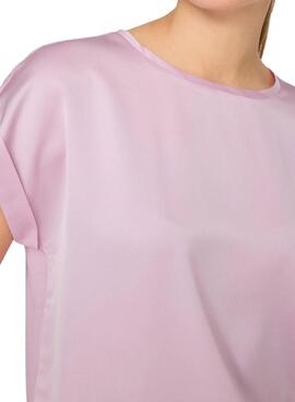 T-shirt Vila Viellette en satin rose pour femme