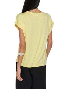 T-shirt Vila Viellette Satin jaune pour femme
