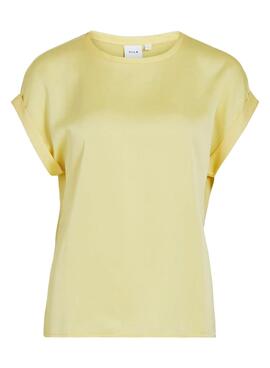 T-shirt Vila Viellette Satin jaune pour femme